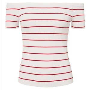 Intermix white with red stripes top